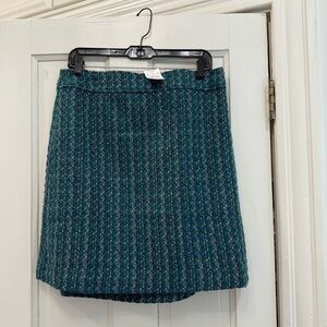 JCrew Green Tweed Skirt